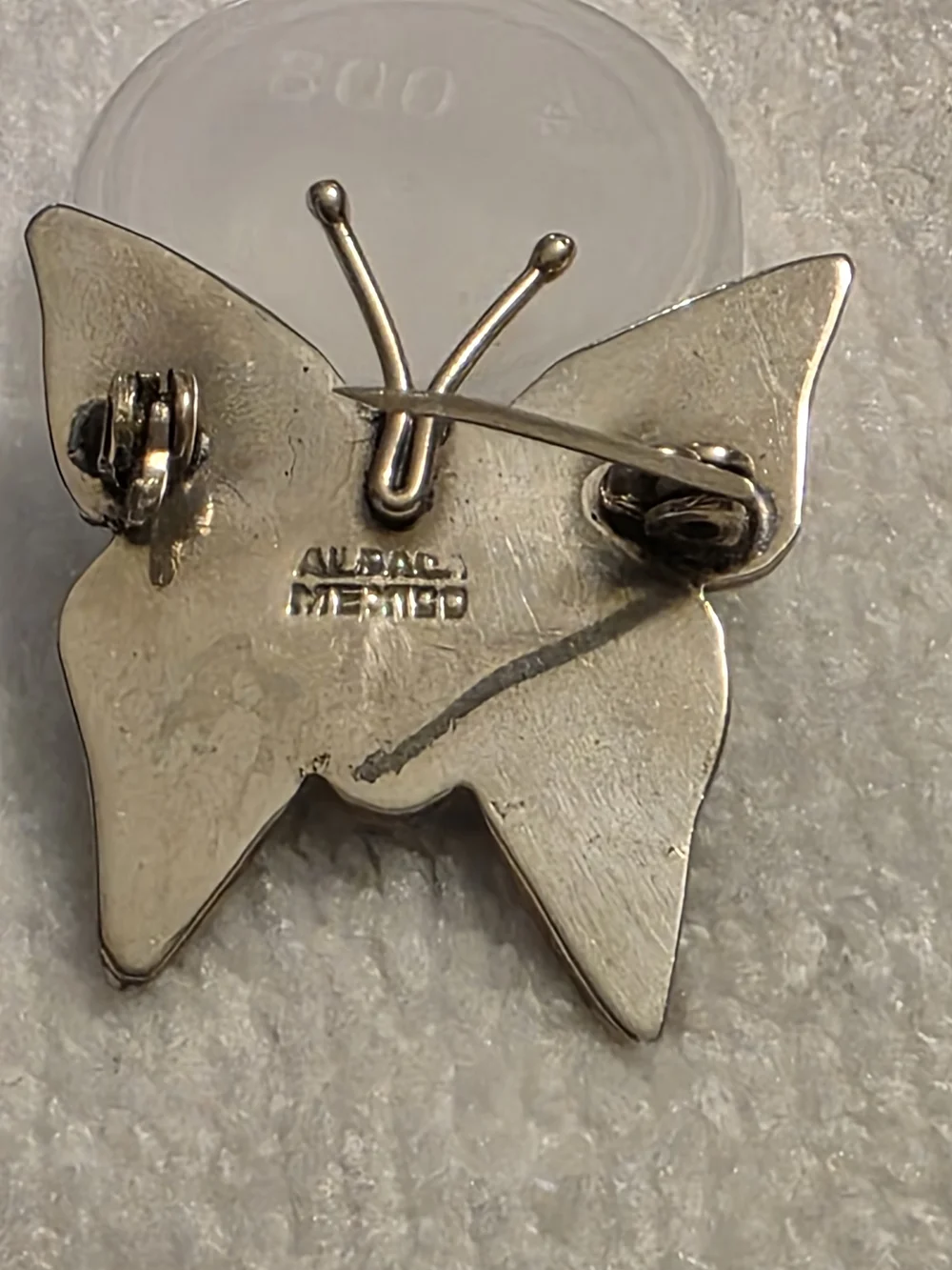 Vintage Mexican Sterling Silver Abalone Butterfly Brooch 2
